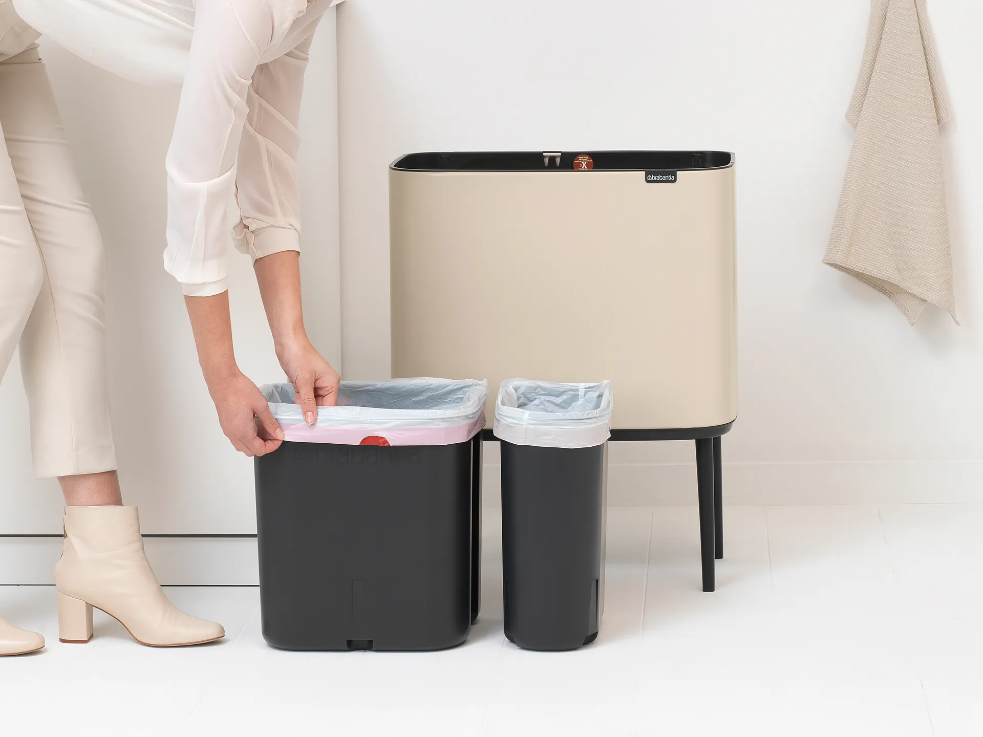 Bo touch bin 11+23 litraa, Soft beige Brabantia