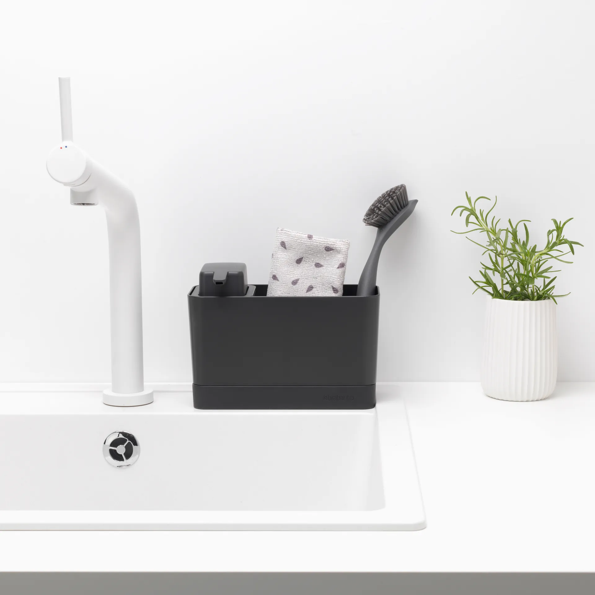Brabantia tiskipöydän teline saippuapumpulla, Tummanharmaa Brabantia