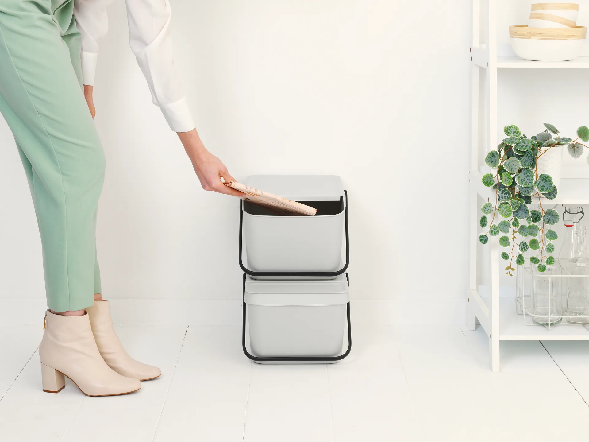 Sort & Go pinottava roska-astia 20 l, Vaaleanharmaa Brabantia