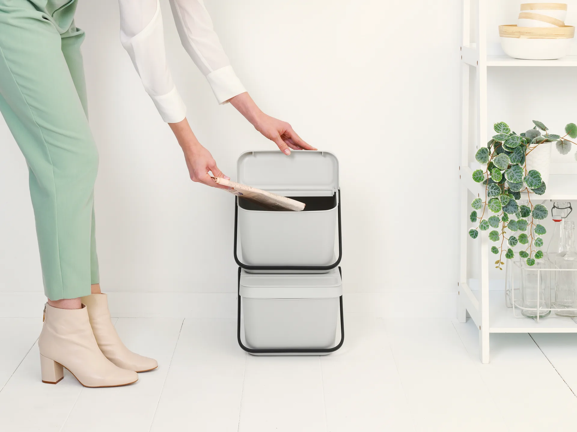 Sort & Go pinottava roska-astia 20 l, Vaaleanharmaa Brabantia