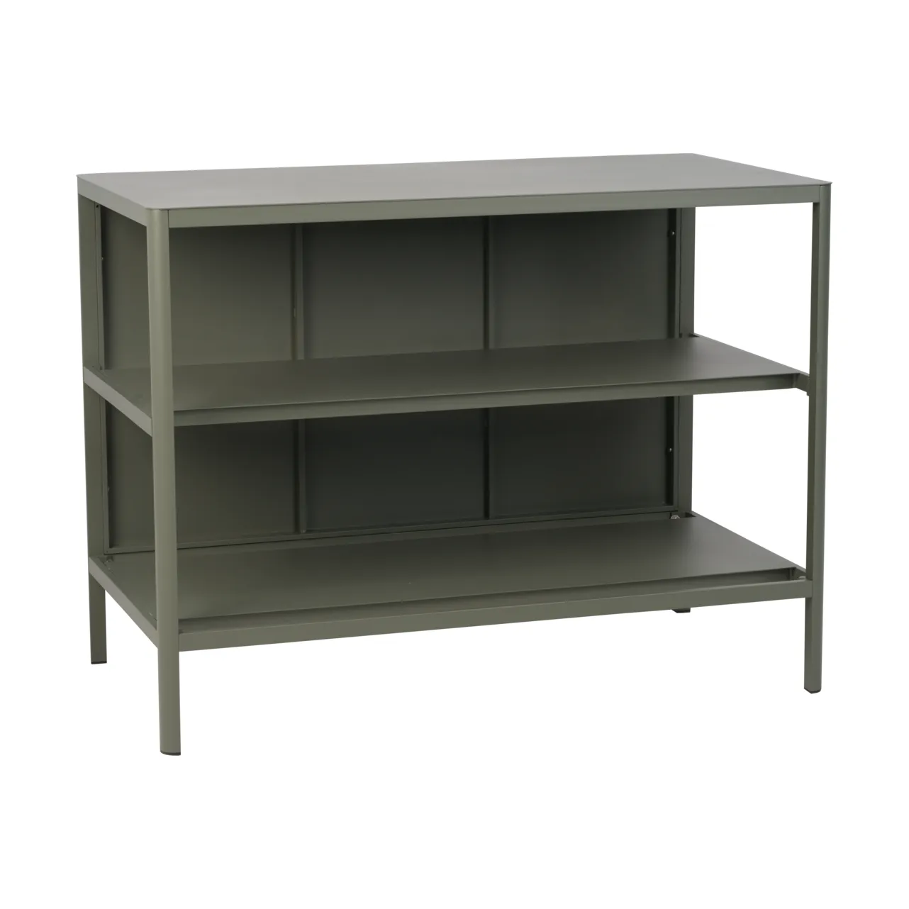 Kelia ulkokeittiön penkki hyllyillä, Nordic green, 121x91x64 cm Brafab