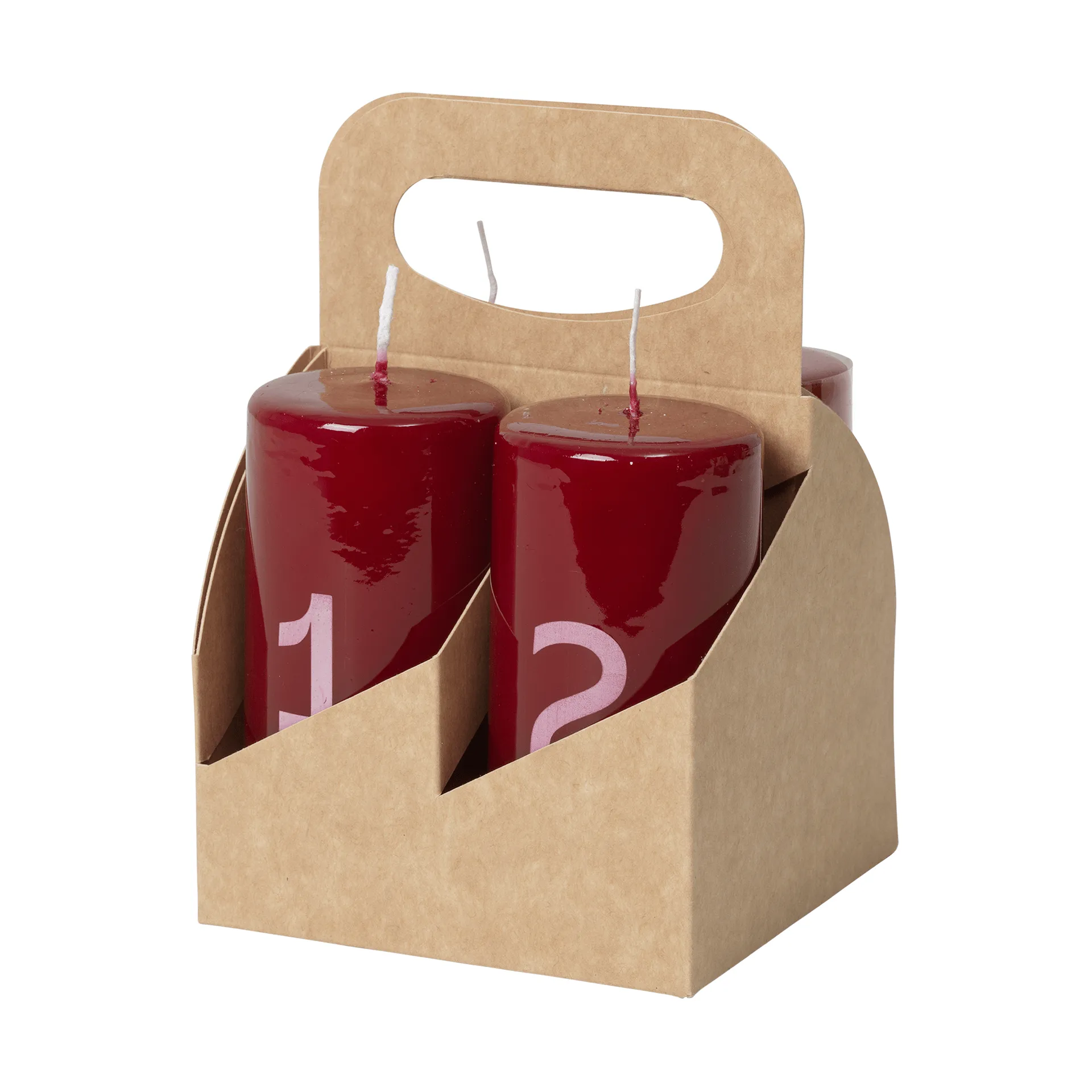 Broste adventtikynttilä, Burgundy-White, 4 kpl Broste Copenhagen
