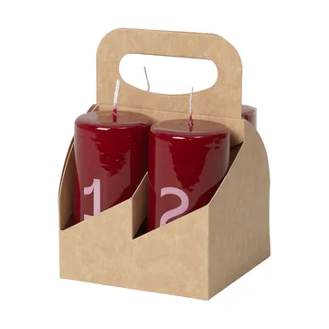 Broste adventtikynttilä - Burgundy-White, 4 kpl - Broste Copenhagen