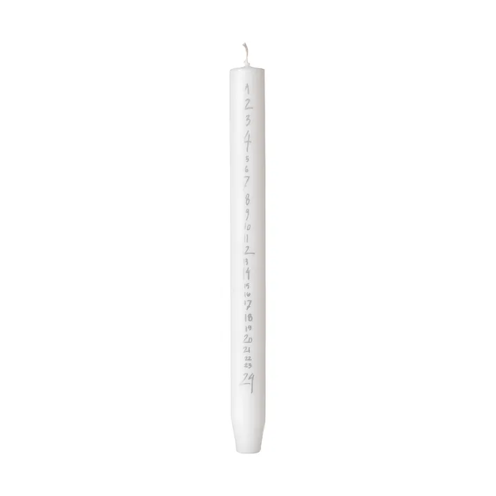 Handwritten kalenterikynttilä - Pure White-Silver - Broste Copenhagen