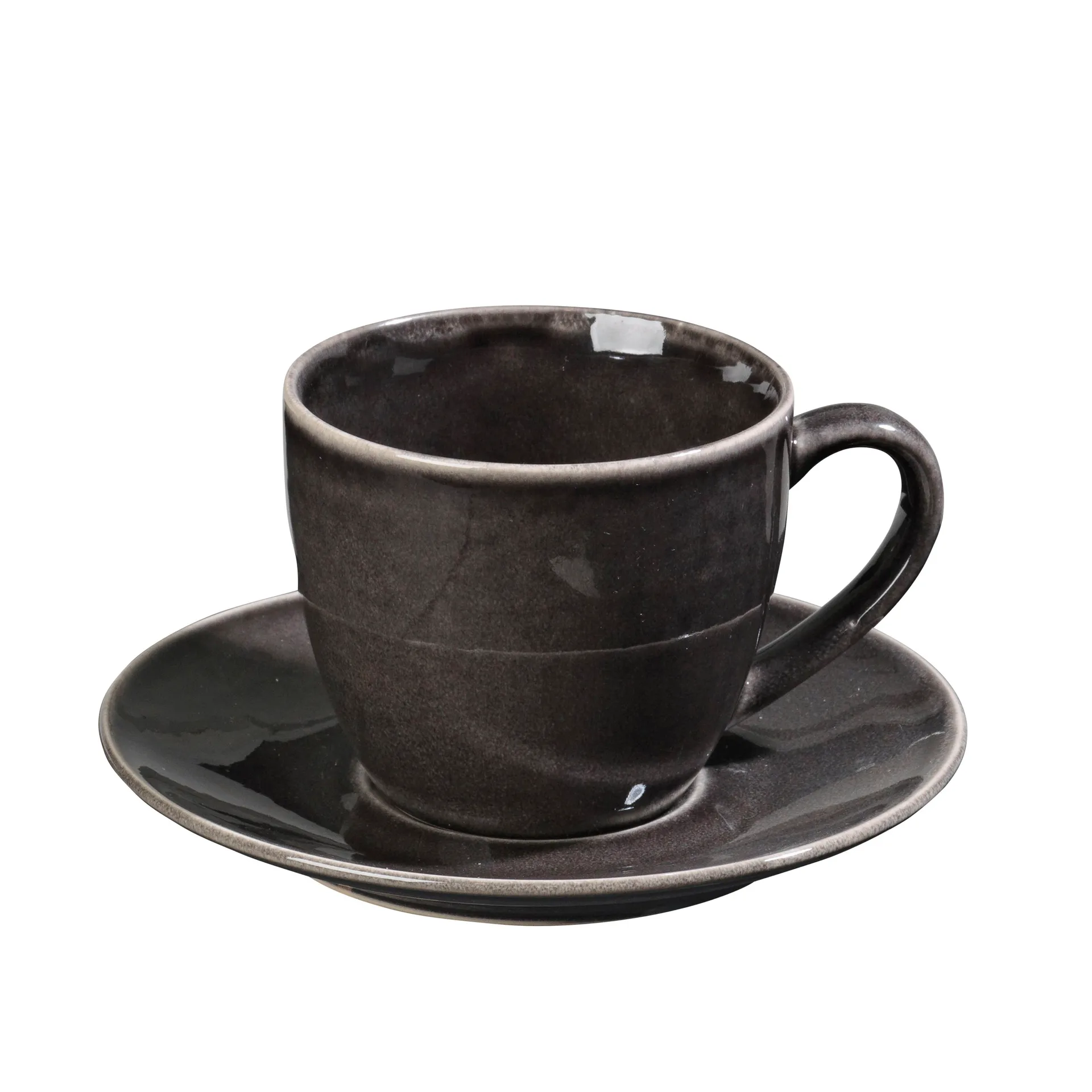 Nordic Coal kuppi ja aluslautanen, 8,8 cm Broste Copenhagen