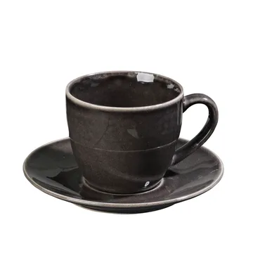 Nordic Coal kuppi ja aluslautanen - 8,8 cm - Broste Copenhagen