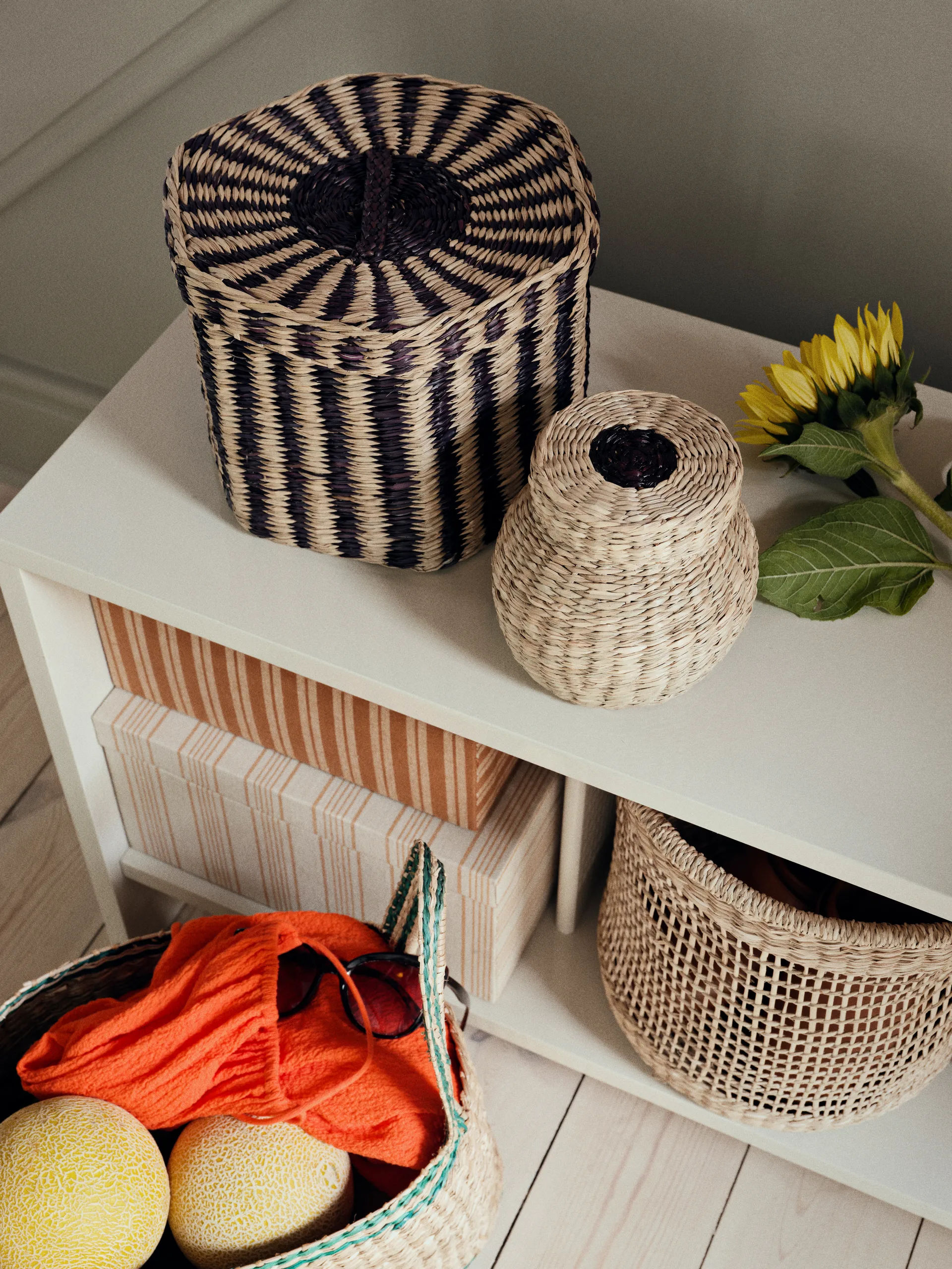 Polly kori 3 osaa, Natural-black Broste Copenhagen