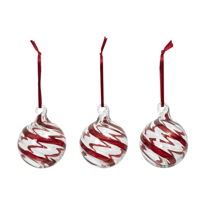 Swirl joulukuusenpallo - Deep Red-Clear - Broste Copenhagen