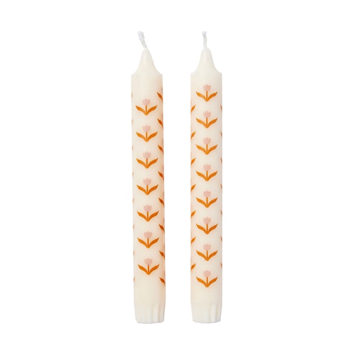 Tulip kynttilä 2-pack - Valkoinen soft pink - Broste Copenhagen