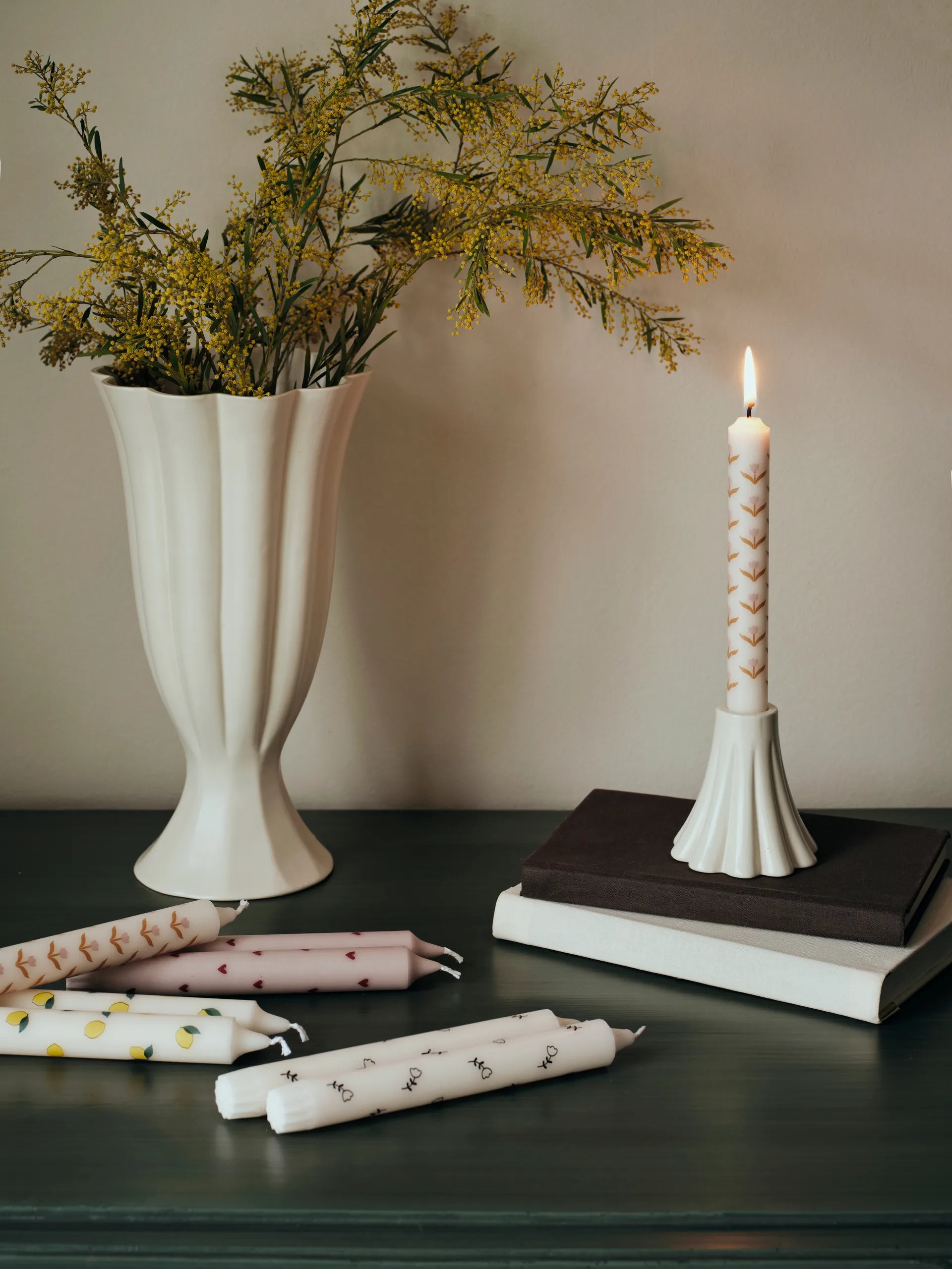 Tulip kynttilä 2-pack, Valkoinen soft pink Broste Copenhagen