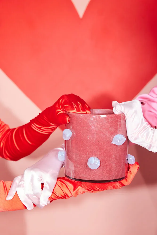 Arlo kynttilälyhty M Ø15 cm, Viininpunainen-vaaleansininen Byon