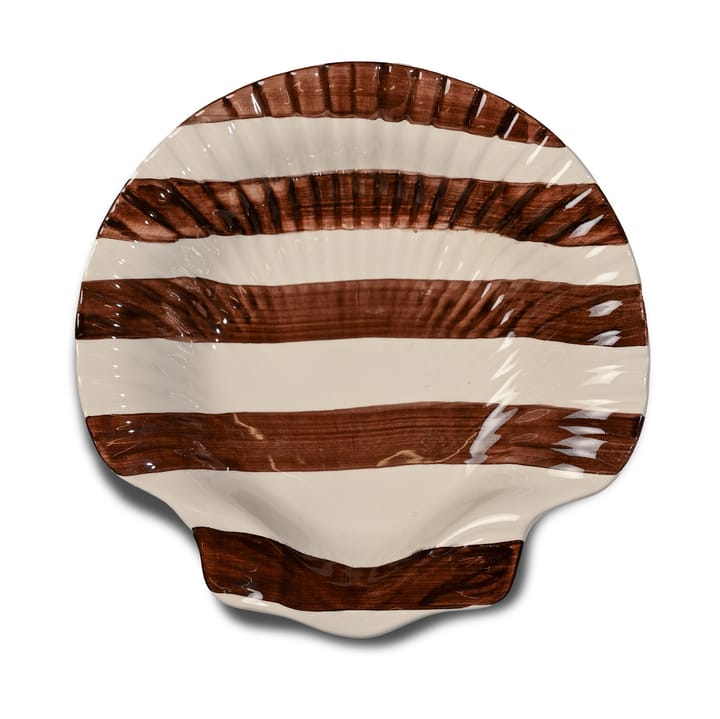 Armona stripe lautanen 23,5x23,5 cm - Tummanruskea-valkoinen - Byon