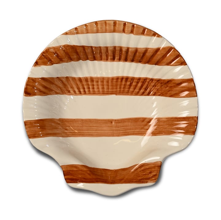 Armona stripe lautanen 23,5x23,5 cm - Vaaleanruskea-valkoinen - Byon