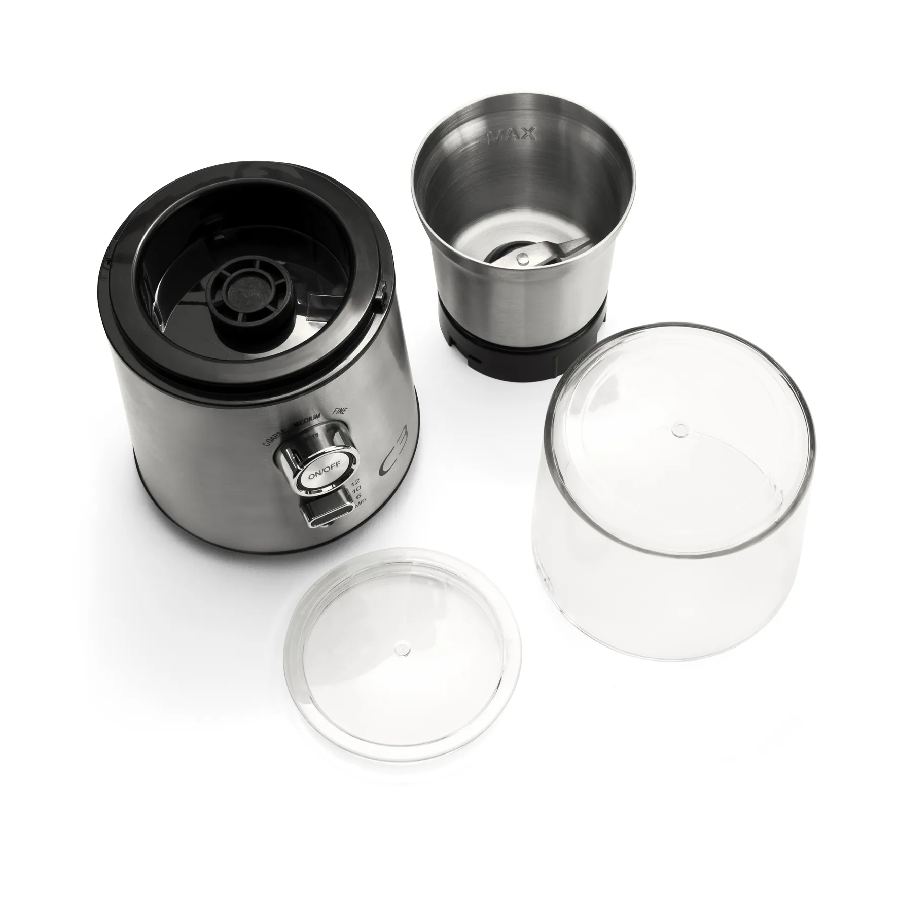 Design Kahvimylly CG700 85 g, Harjattu ruostumaton teräs C3