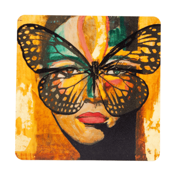 Golden Butterfly lasinalunen 9x9 cm. - Orange-black - Carolina Gynning
