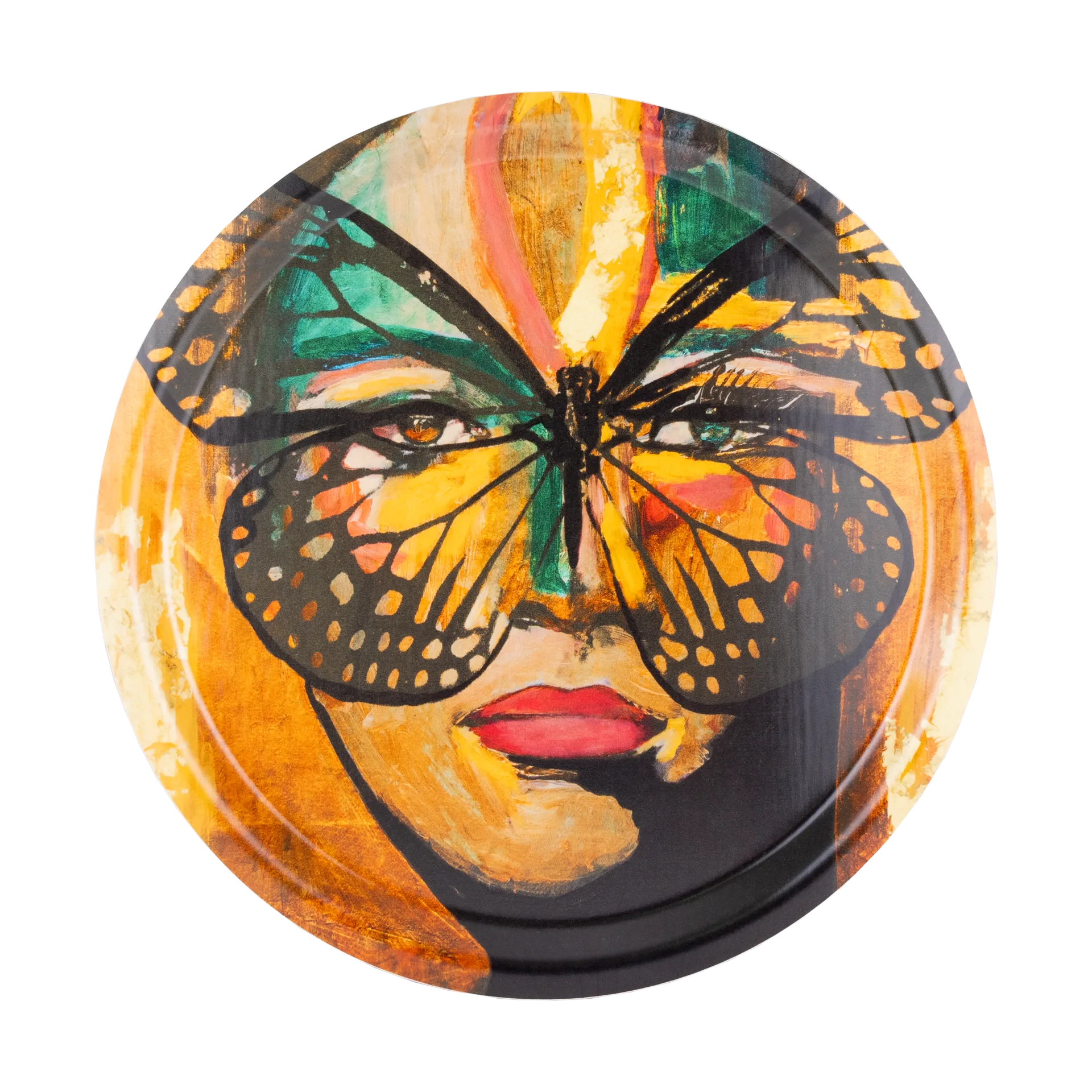 Golden Butterfly tarjotin Ø31 cm, Orange-black Carolina Gynning