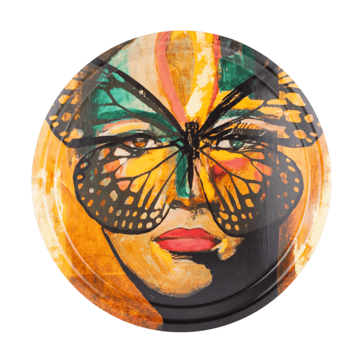 Golden Butterfly tarjotin Ø31 cm - Orange-black - Carolina Gynning