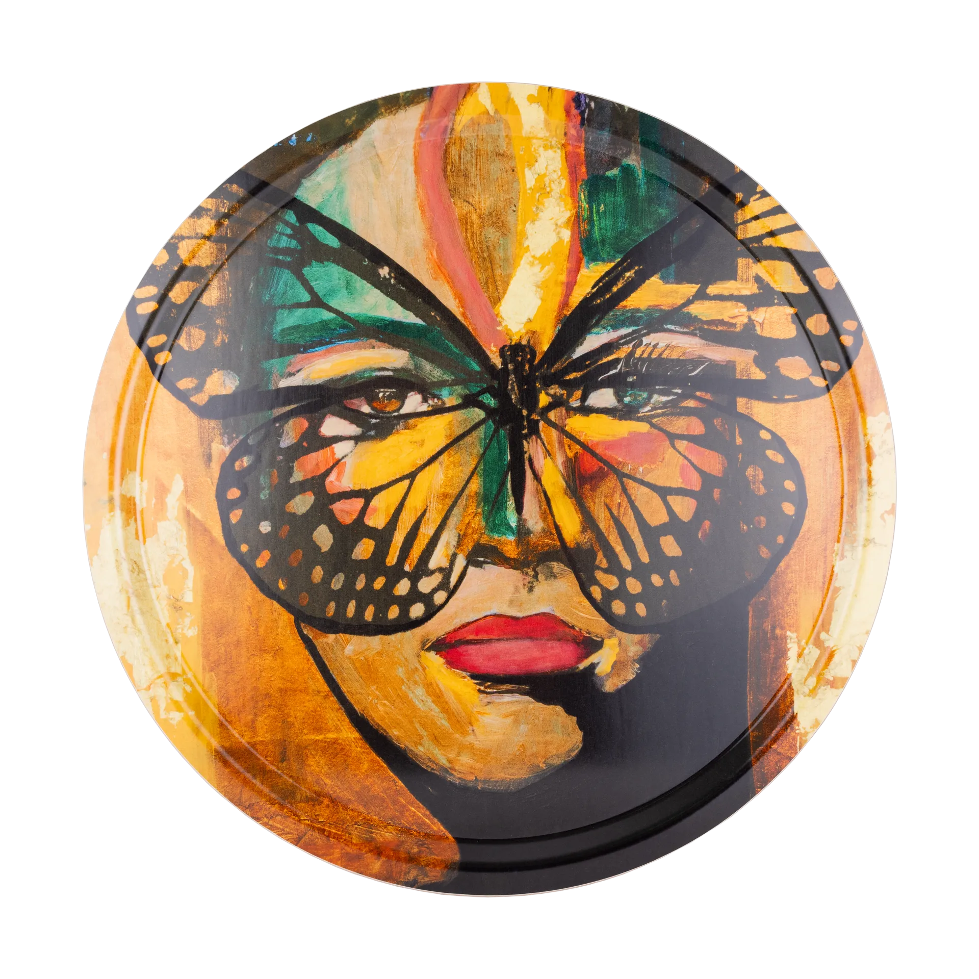 Golden Butterfly-tarjotin Ø46 cm., Orange-black Carolina Gynning