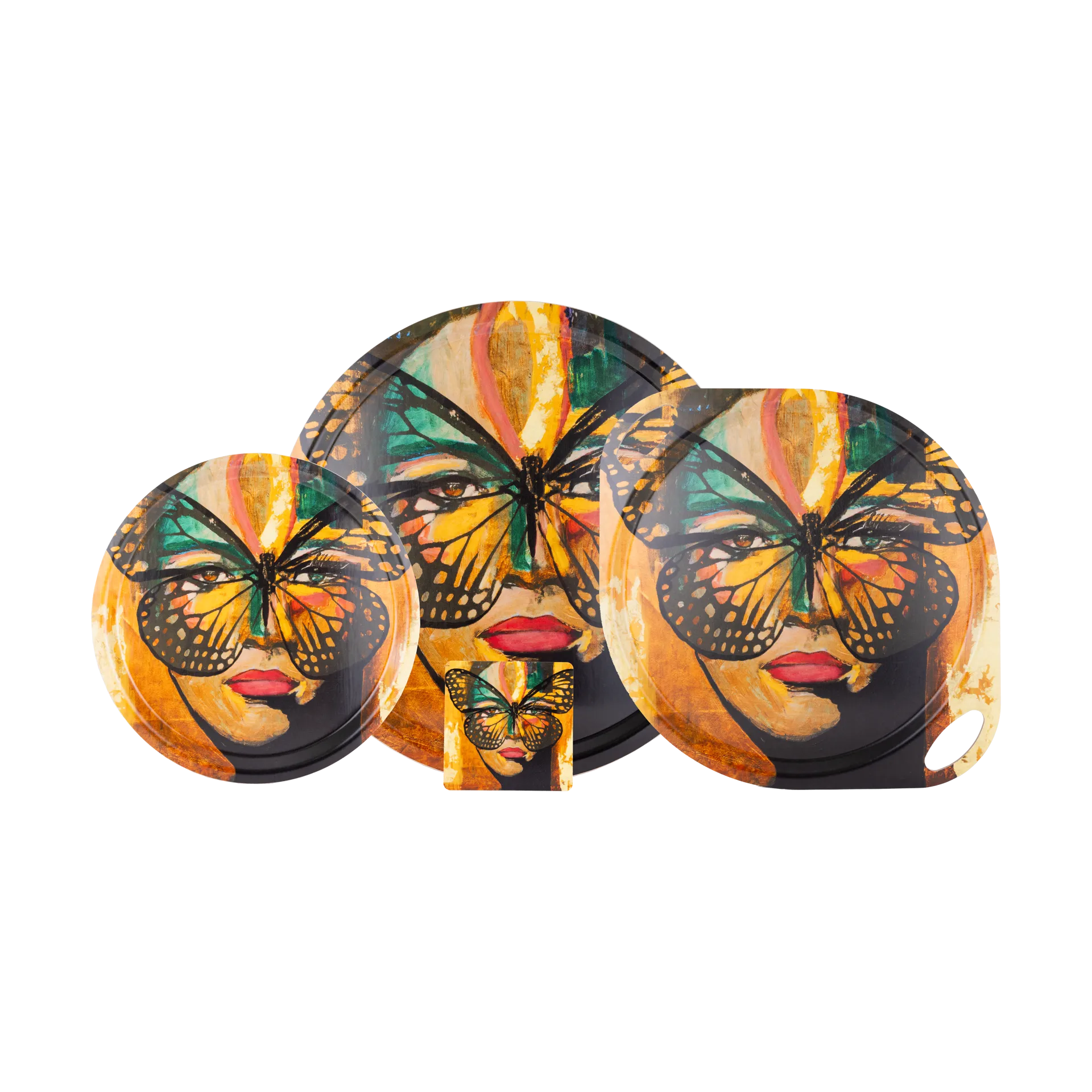 Golden Butterfly-tarjotin Ø46 cm., Orange-black Carolina Gynning