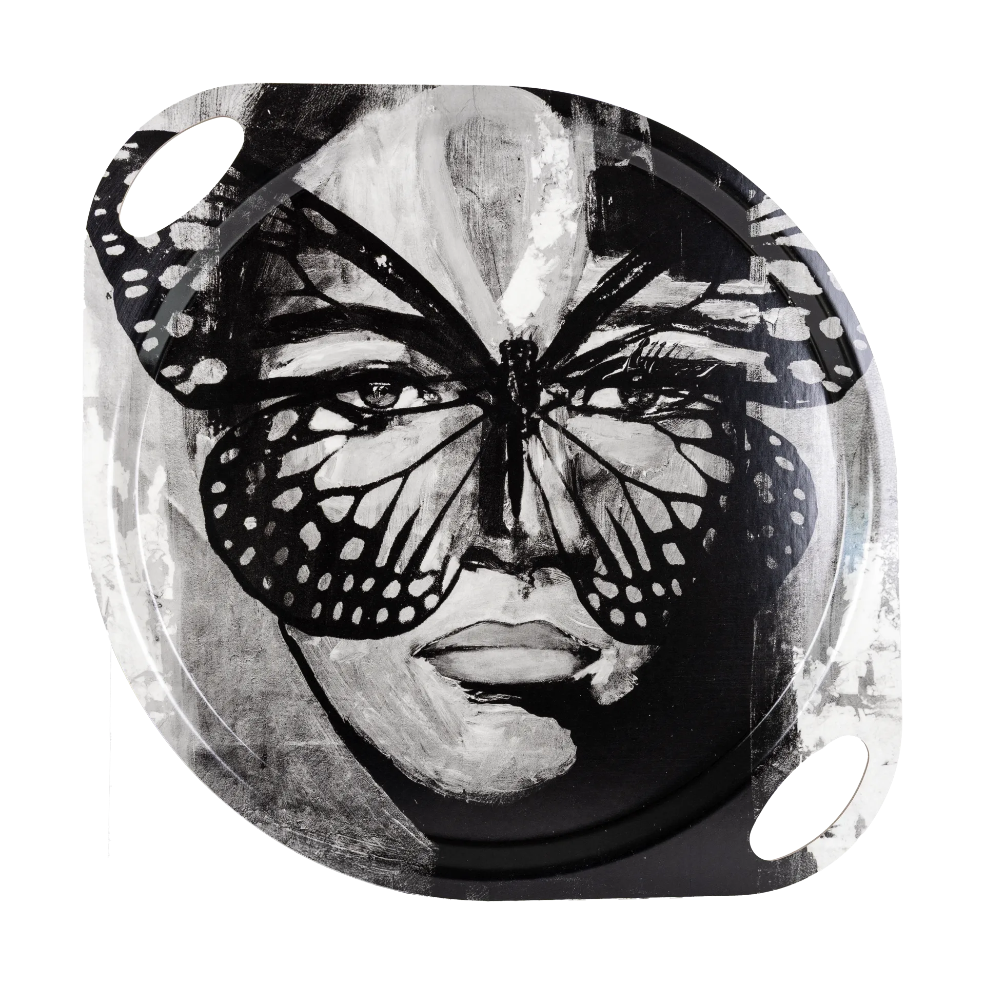 Golden Butterfly tarjotin kahvoilla 38x47 cm, Black-white Carolina Gynning