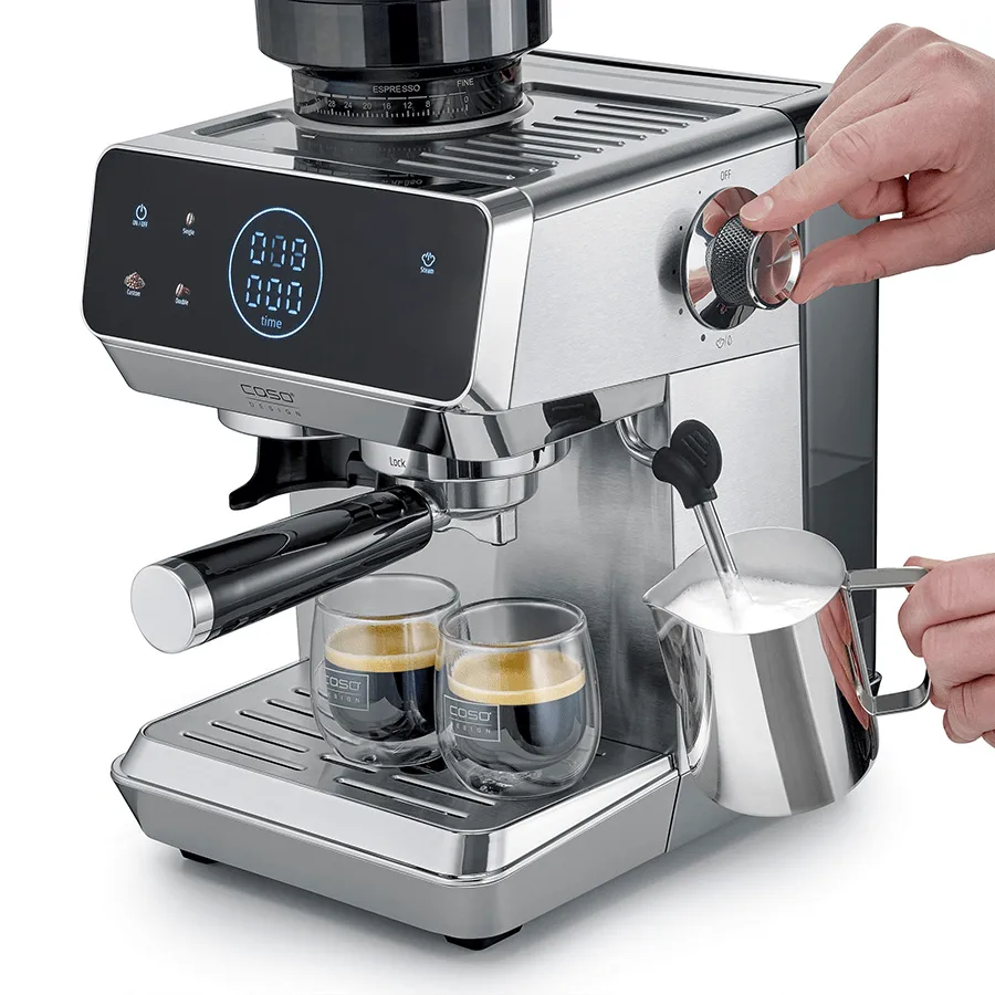 Caso Gourmet espressokone integroidulla myllyllä, Teräs Caso