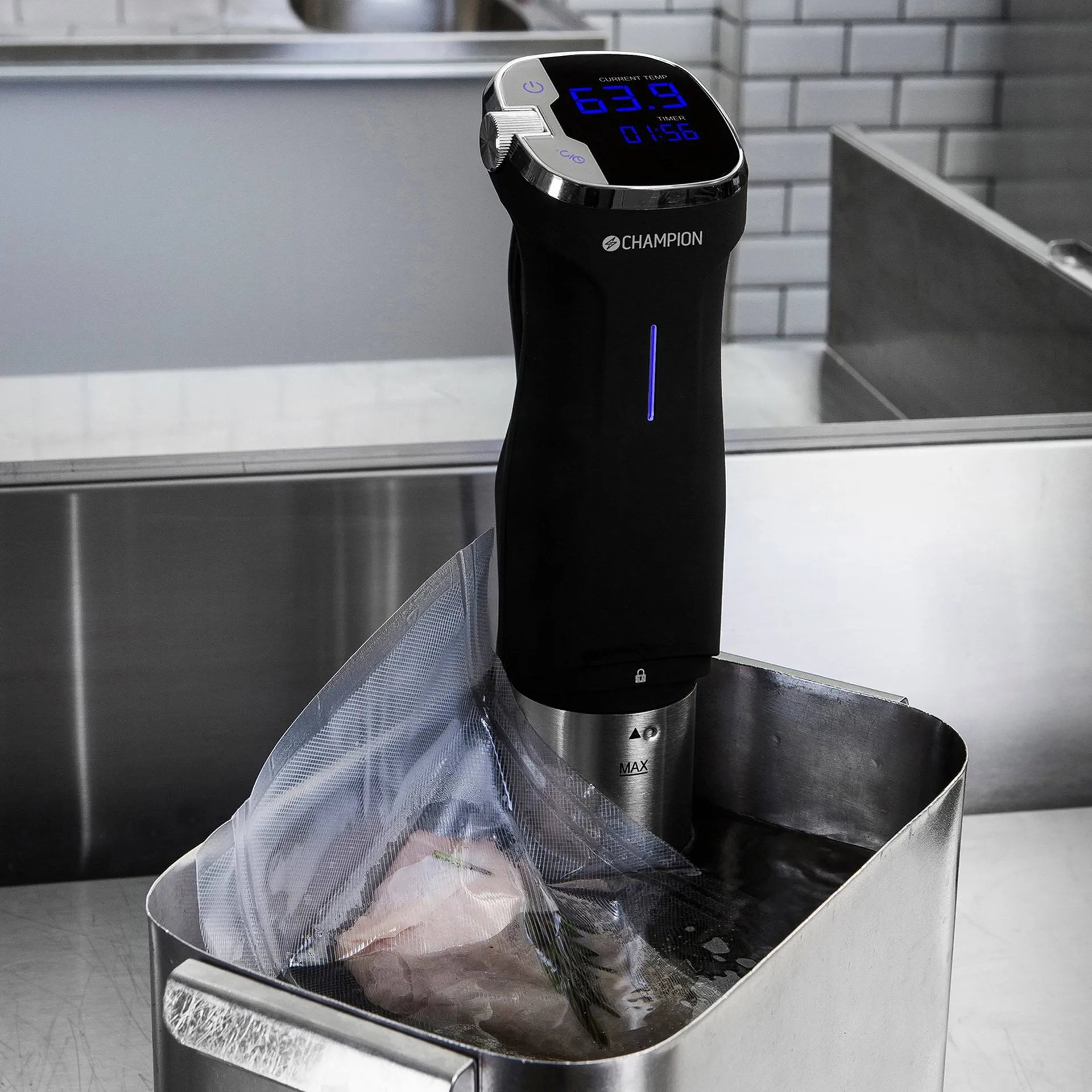 Champion Precision sous vide laite, Ruostumaton teräs–musta Champion