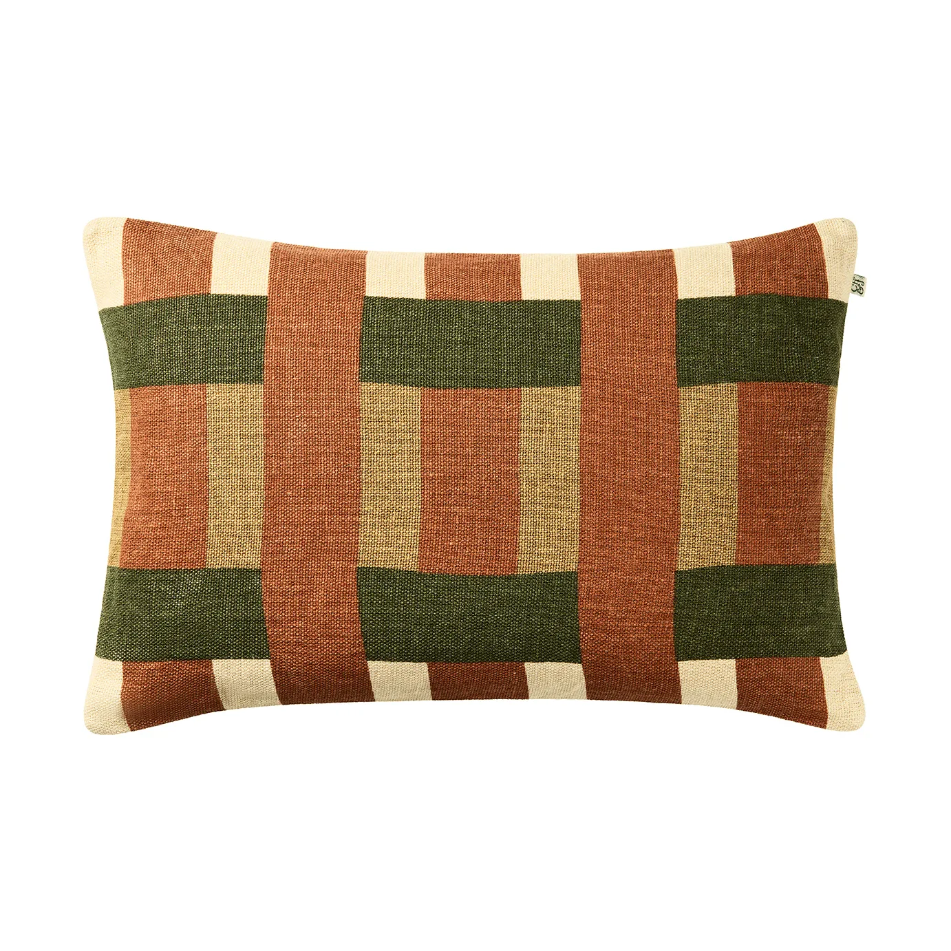 Benaras tyynynpäällinen, Apricot Orange–Khaki–Cactus Green, 40x60 cm Chhatwal & Jonsson