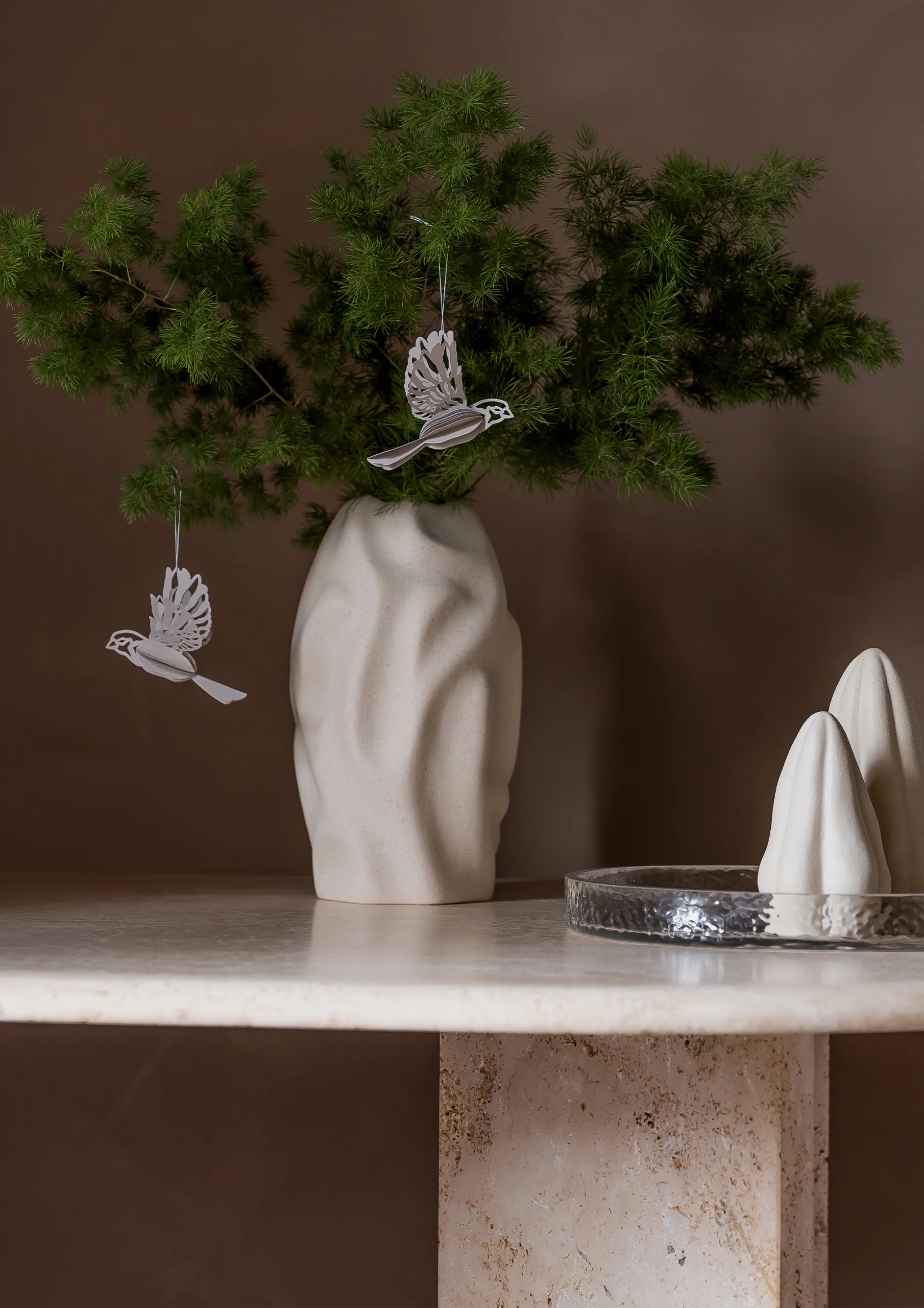 Paperilintu koristekoriste 2 kpl, Hiekka Cooee Design