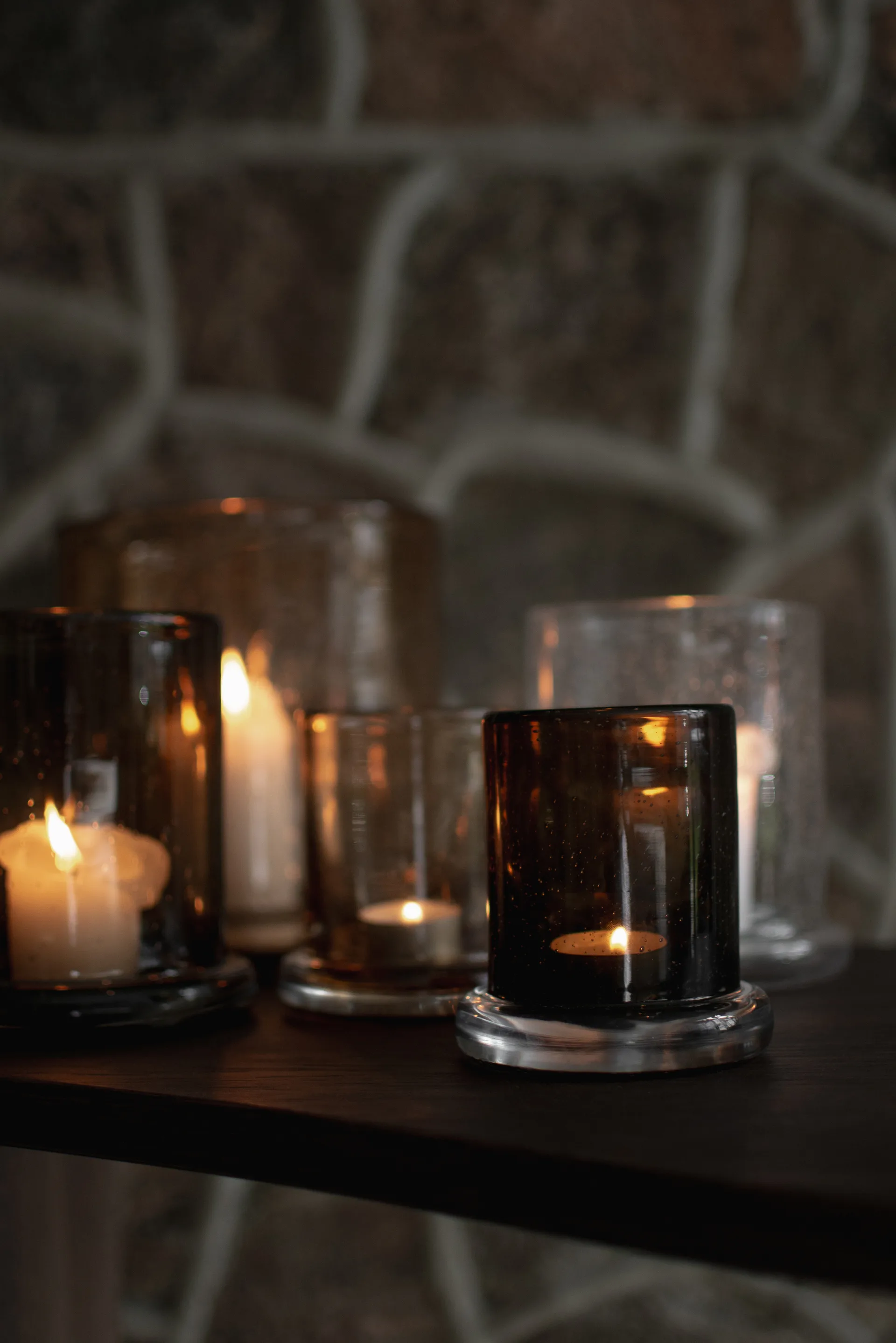 Bubble kynttilälyhty Ø14 cm, Brown DBKD