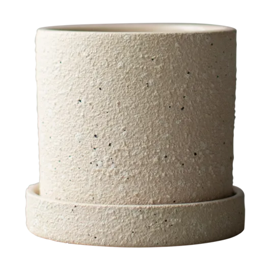 Grow ruukku Ø10 cm aluslautasella, Creme structure DBKD