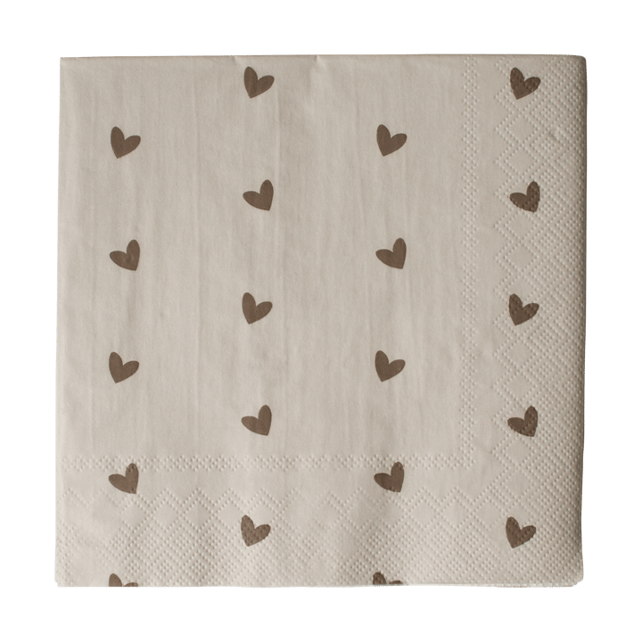 Heart paperinen lautasliina 33x33 cm 20-pack - Ruskea-beige - DBKD