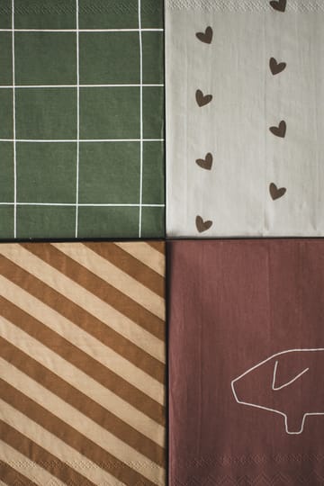 Heart paperinen lautasliina 33x33 cm 20-pack - Ruskea-beige - DBKD