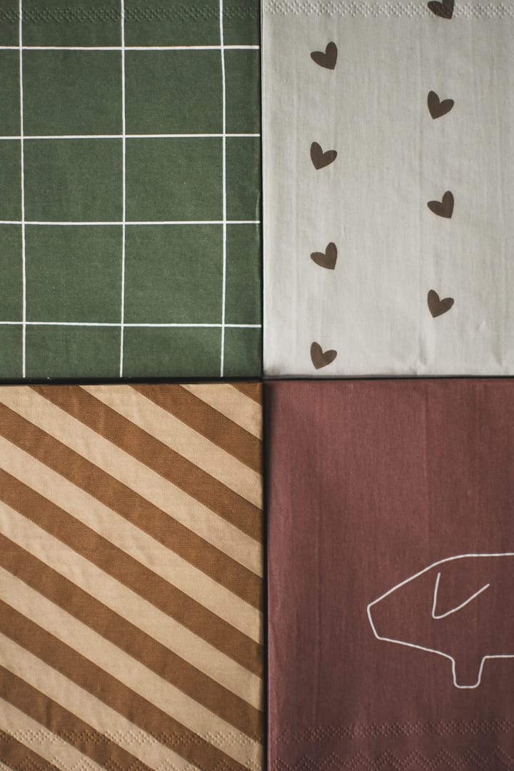 Heart paperinen lautasliina 33x33 cm 20-pack, Ruskea-beige DBKD