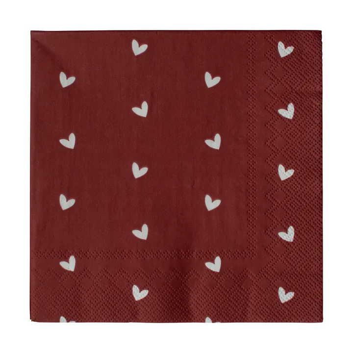 Heart paperinen lautasliina 33x33 cm 20-pack - Tummanpunainen - DBKD
