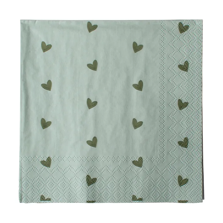 Heart paperinen lautasliina 33x33 cm 20-pack - Vihreä - DBKD