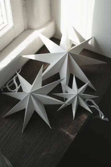 Paper-winter tähti koriste-riipus - Valkoinen, medium, Ø14 cm - DBKD