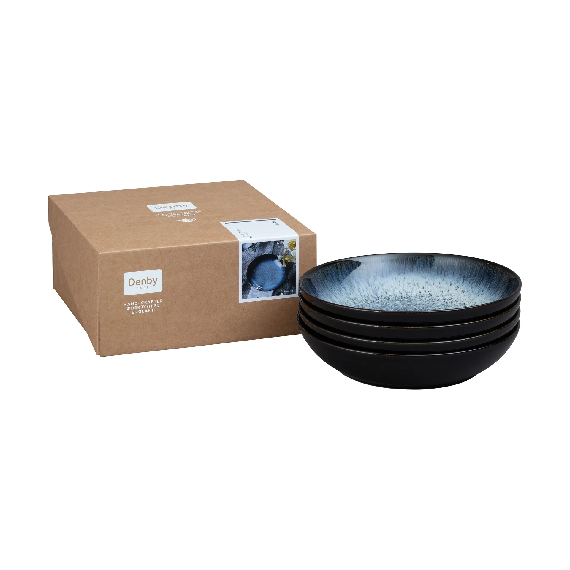 Halo pastakulho 22 cm, 4-pakkaus, Sininen-harmaa-musta Denby