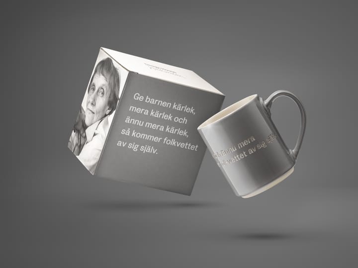 Astrid Lindgren muki, anna lapsille rakkautta, harmaa-ruotsiksi Design House Stockholm