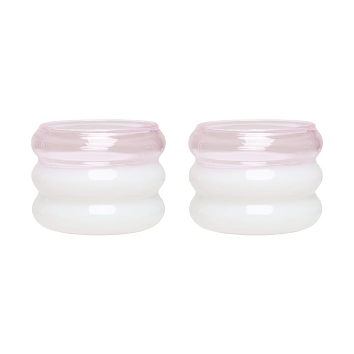 Bubble kynttilälyhty Ø5,6 cm 2-pakkaus - Milky white-pink - Design Letters
