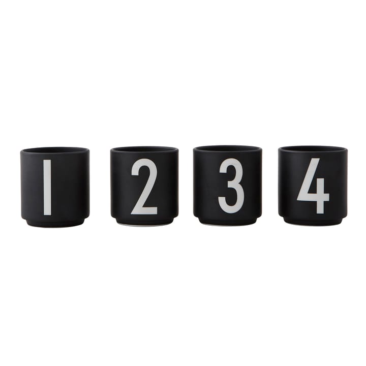 Design Letters -espressokupit, 4-pakkaus musta - Black - Design Letters