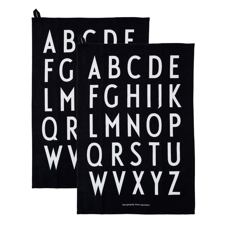 Design Letters keittiöpyyhe 40 x 60 cm 2-pakkaus, Musta Design Letters