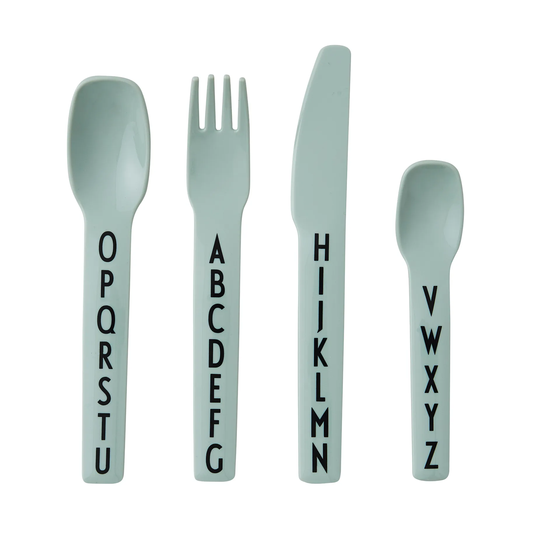 Design Letters lasten ruokailuvälineet melamiimi, Vihreä Design Letters