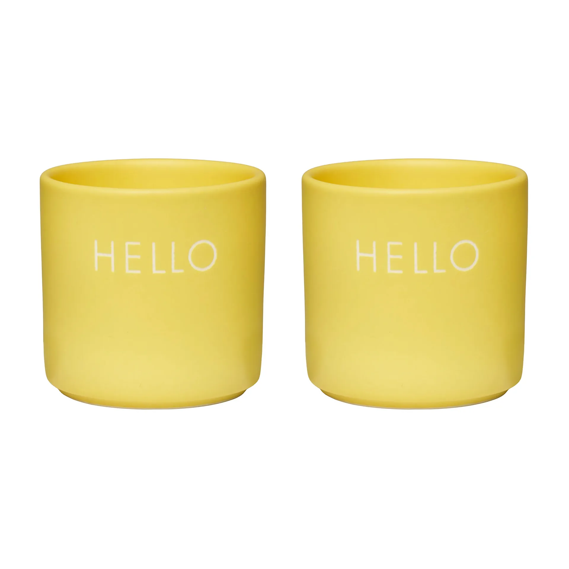 Design Letters -munakuppi 2-pakkaus, Hello-yellow Design Letters