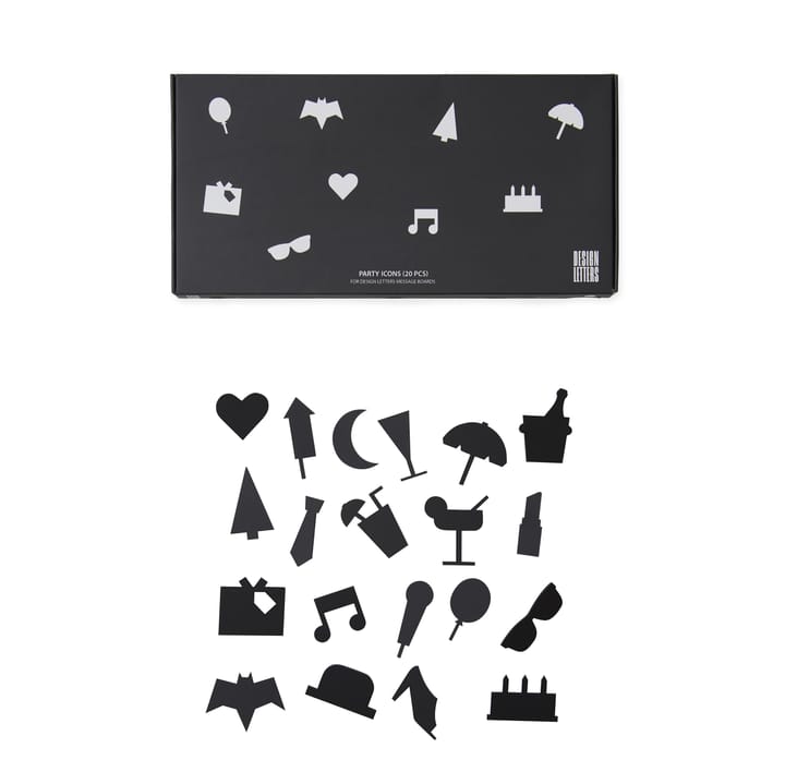 Party icons ilmoitustauluun - 20 osaa, musta Design Letters