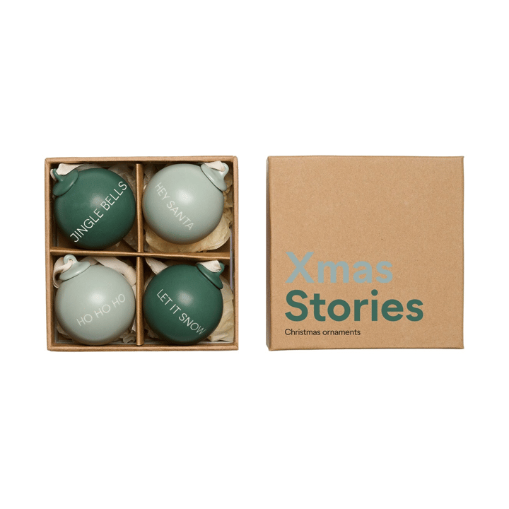 XMAS Stories joulukoriste Ø4 cm 4 osaa, Dark green-dusty green Design Letters