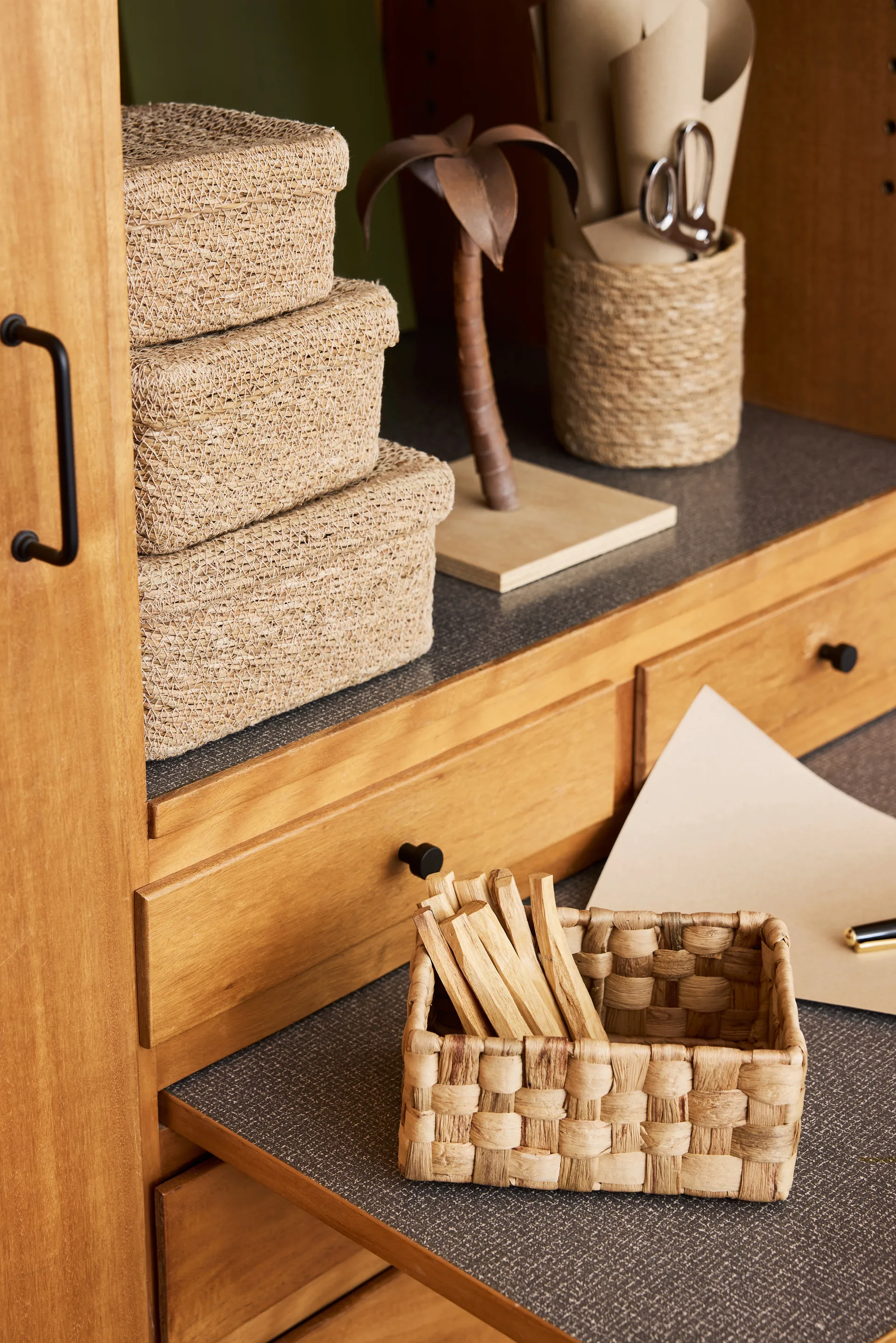 Emil neliömäinen kori kannella 3 osaa, Natural Dixie