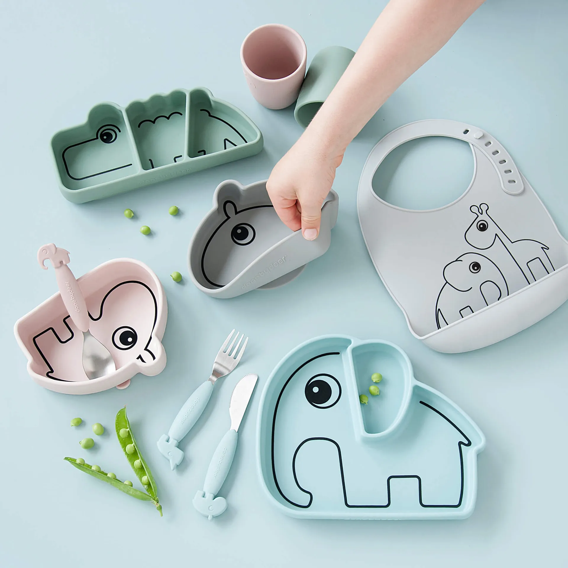 Croco Stick&Stay lastenlautanen 9x21 cm, Vihreä Done by deer