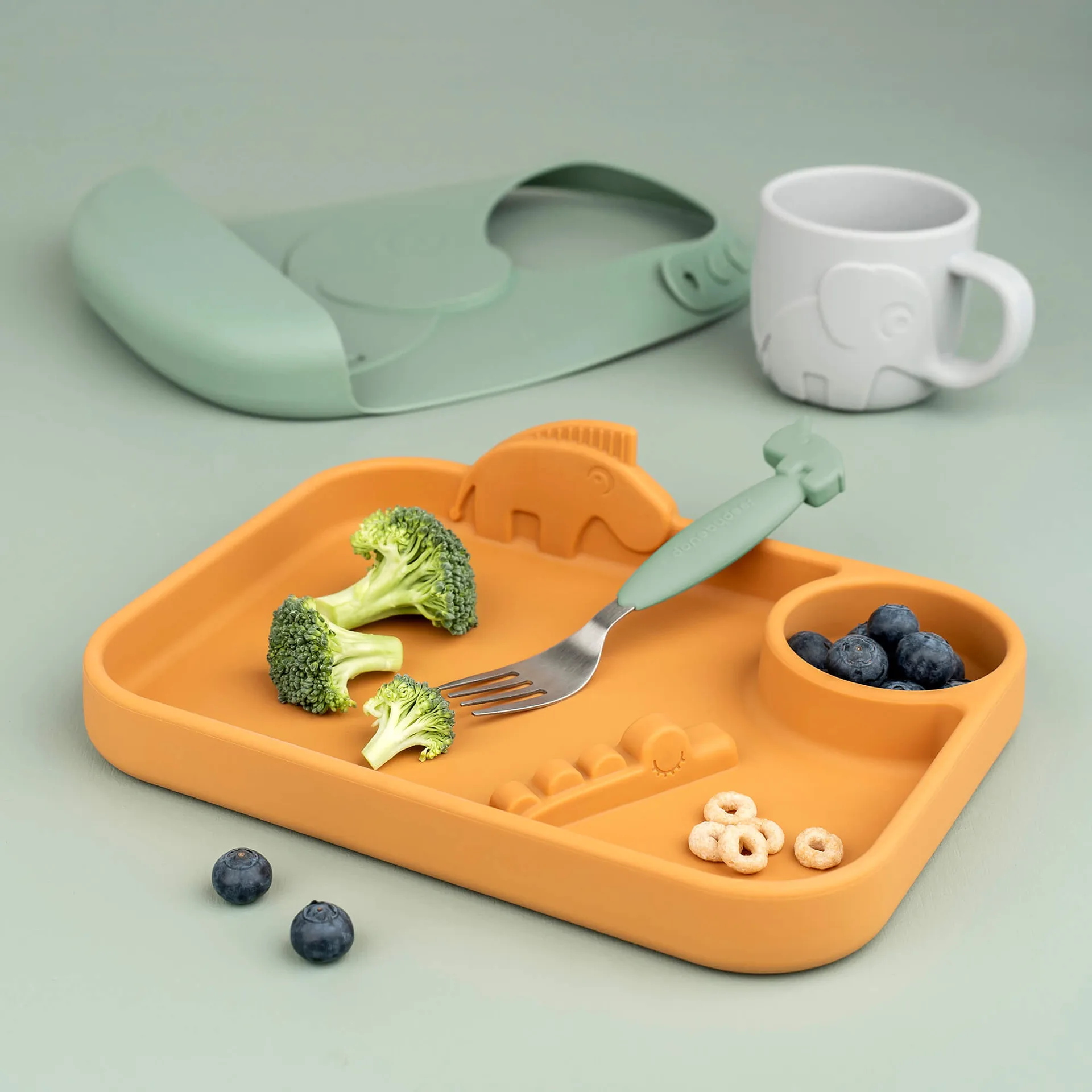 Deer Friends Easy-grip aterinsetti 3 osaa, Vihreä Done by deer