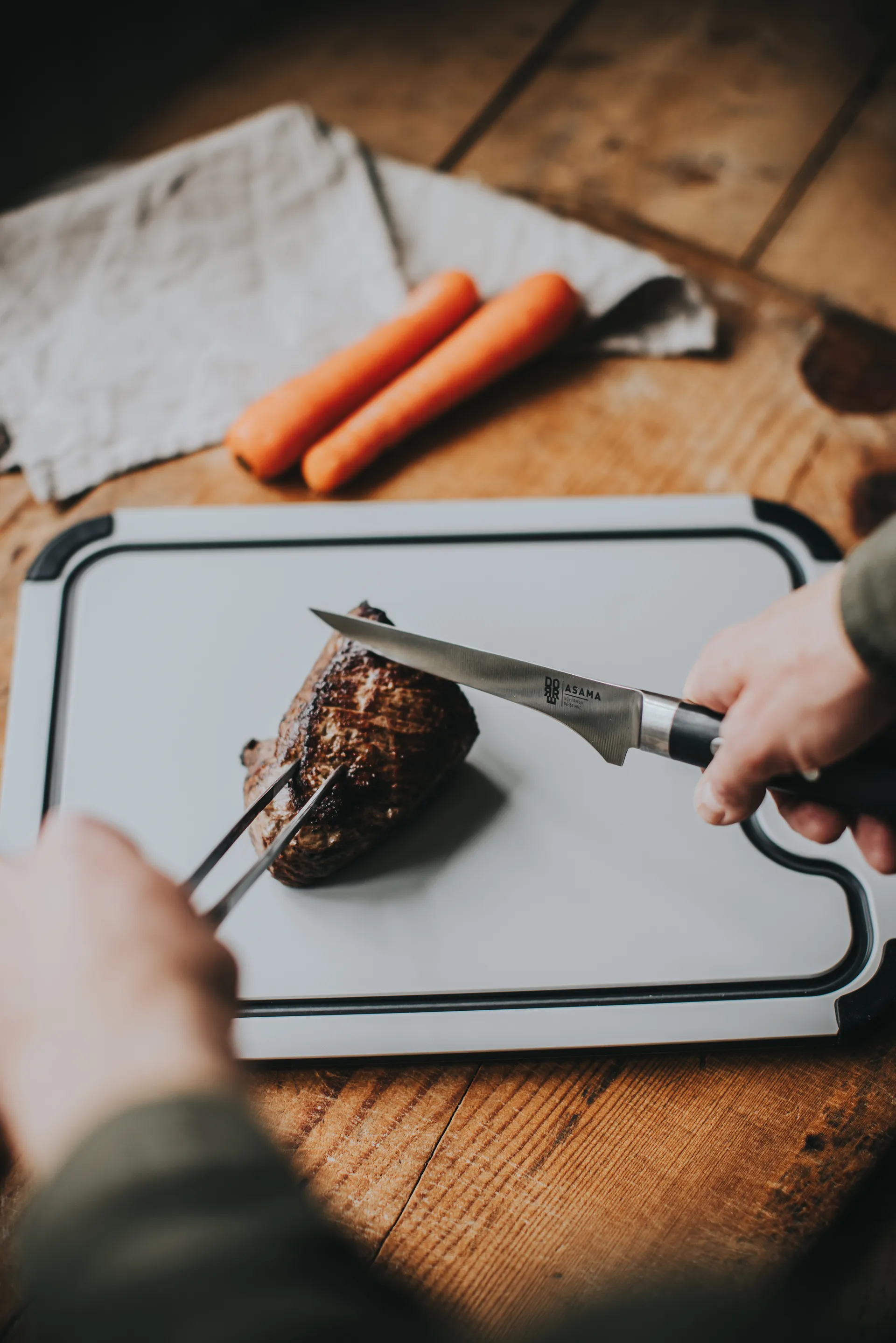 Asama fileointiveitsi pituus 29,5 cm, Musta kahva Dorre