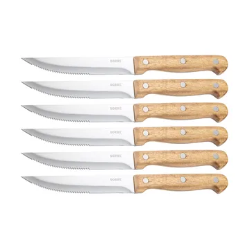 BBQ-pihviveitsi - Ruostumaton teräs, 6-pack, akaasiapuinen laatikko, 22,5x2 cm - Dorre